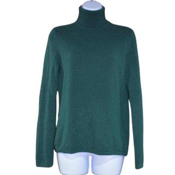 Lord & Taylor Kelly Green Cashmere Turtleneck Sweater Size Large - Picture 1 of 12